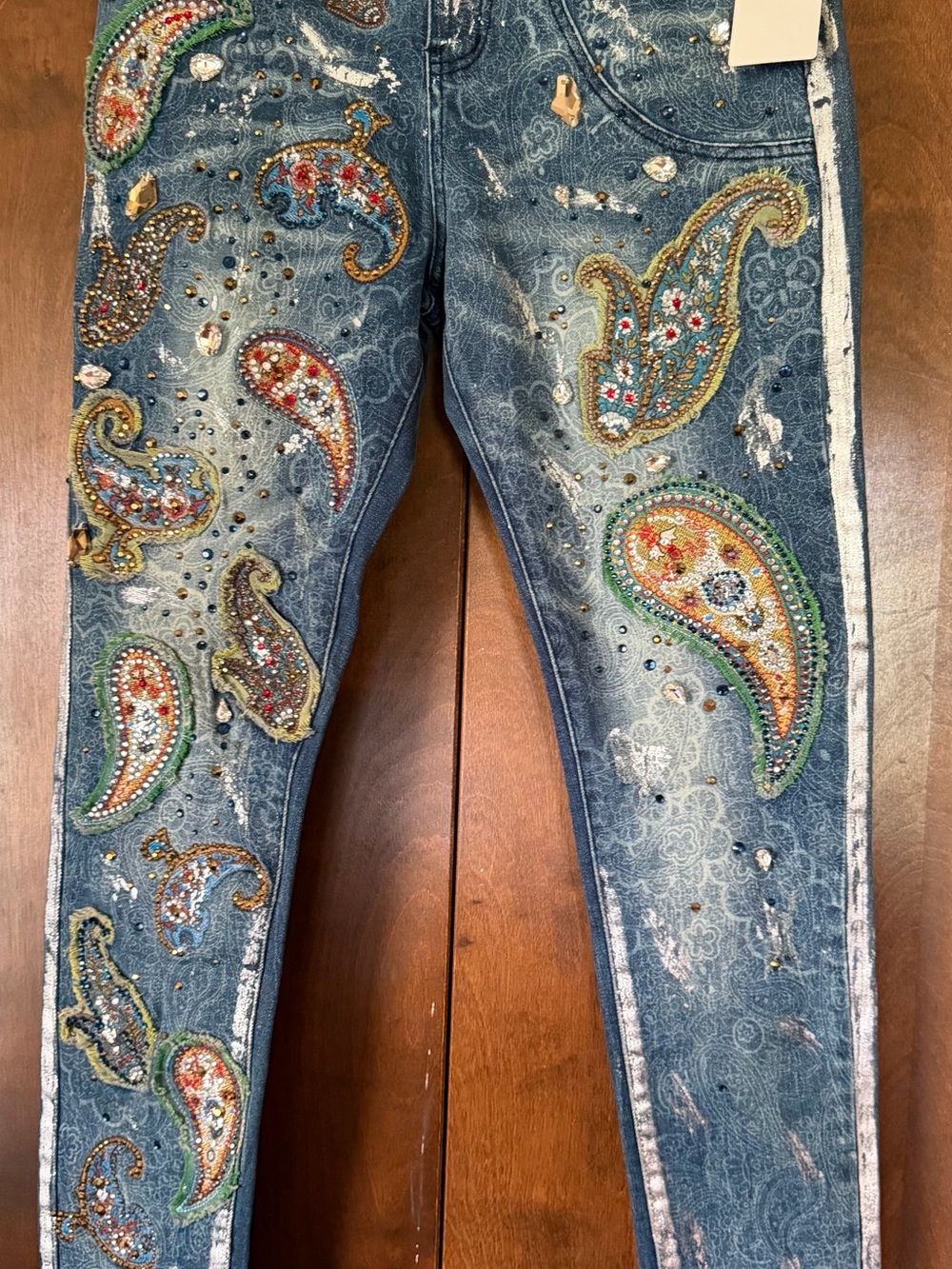 Embellished Blue Paisley Women’s Jeans
